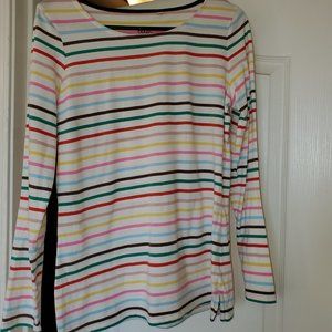 Women's Boden Breton Tee, Long sleeve size UK 12/US 8, white/stripes